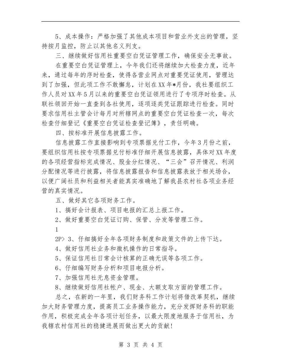 农村信用社财务工作计划2024_第3页