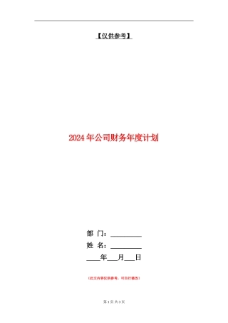 2024年公司财务年度计划