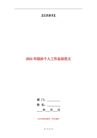 2024年综治个人工作总结范文