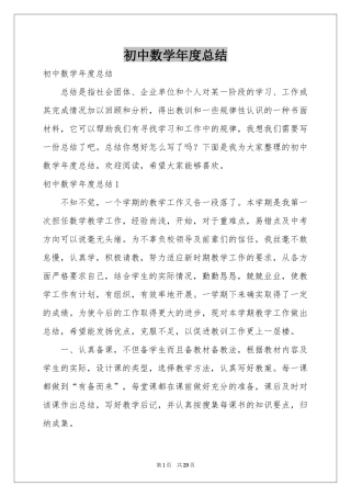 初中数学年度参考总结