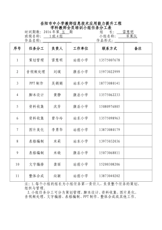 小组任务分工表 (4)