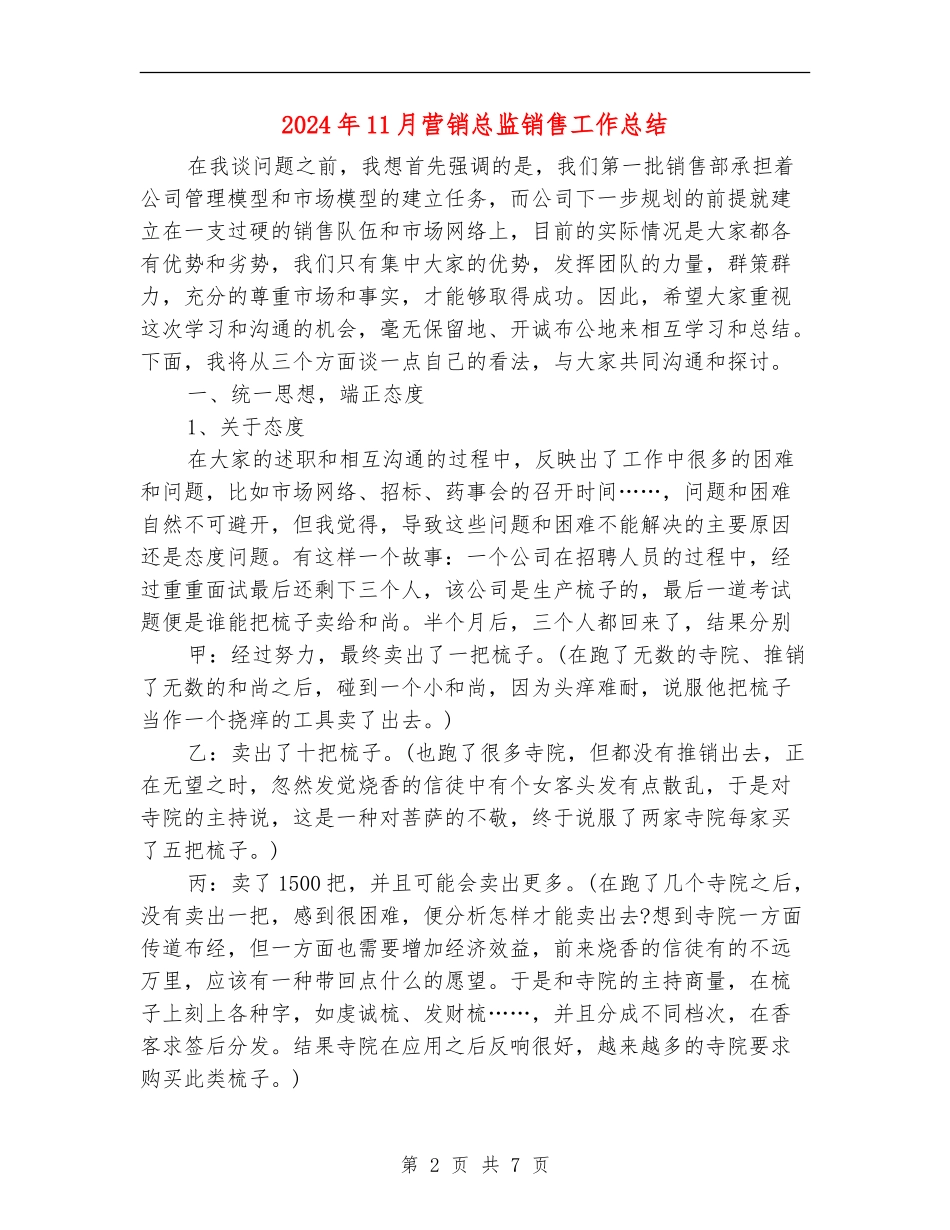 2024年11月营销总监销售工作总结_第2页