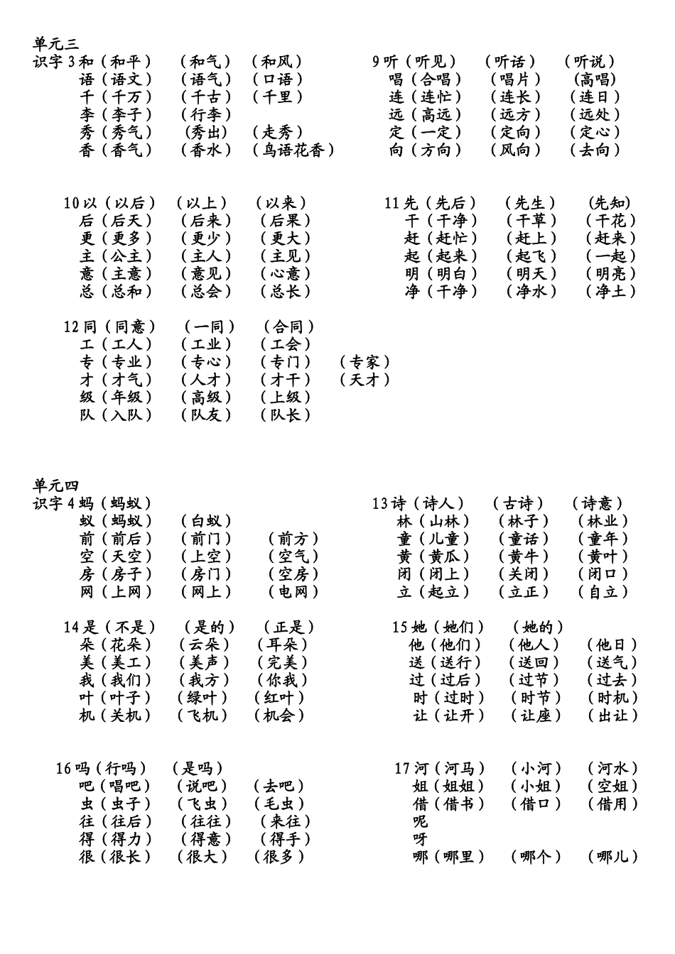 一年级语文下册生字组词_第2页