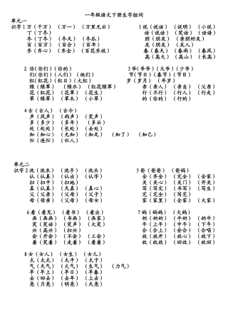一年级语文下册生字组词