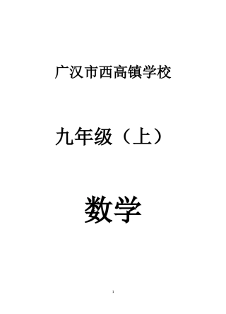 2013学年度九年级上期末复习学案