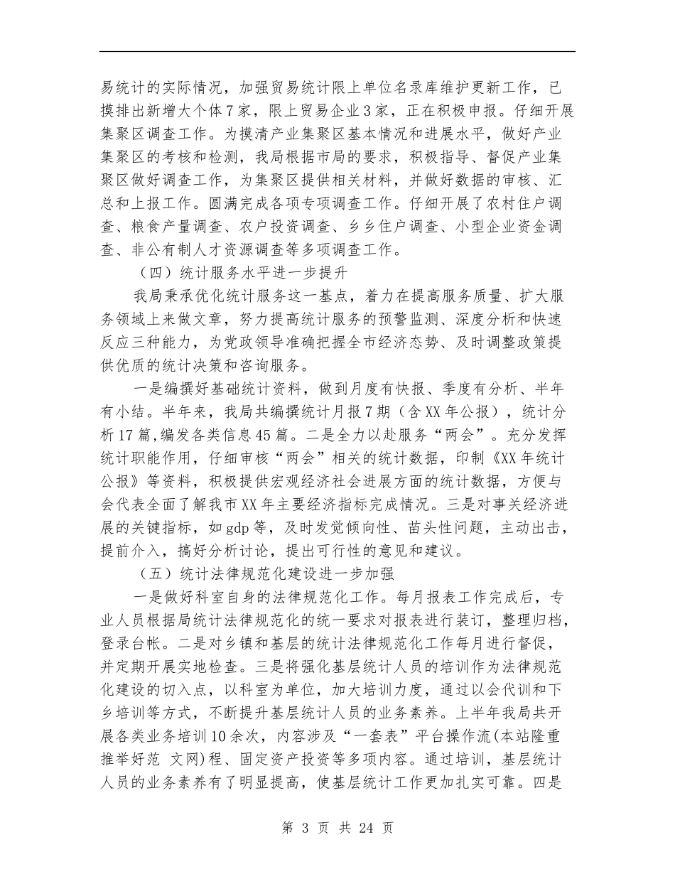 市统计局上半年工作总结及下半年工作计划_第3页