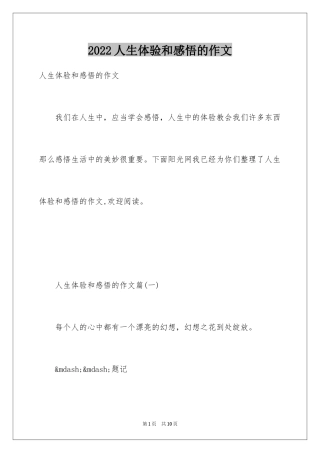 2024人生体验和感悟的作文