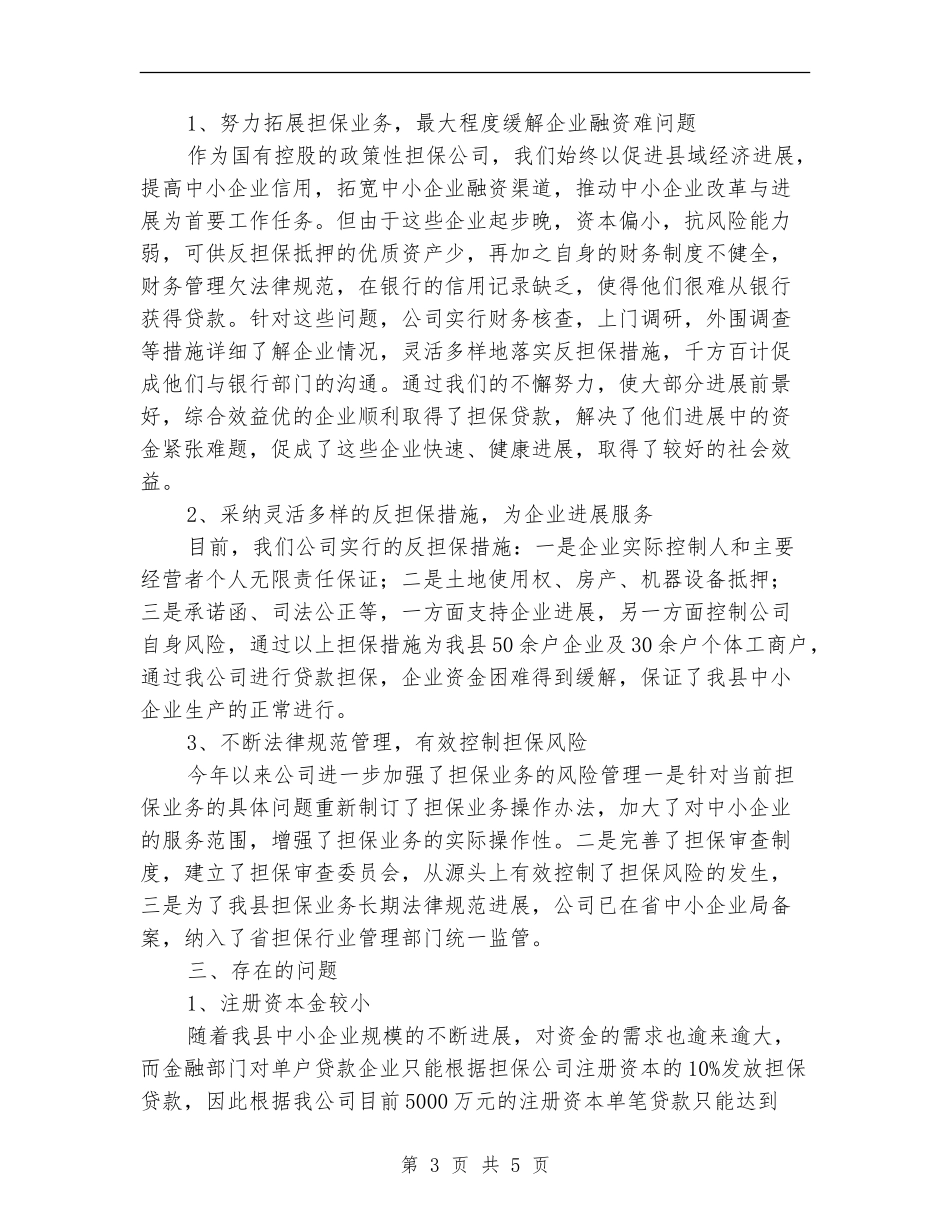 诚信融资担保公司工作总结_第3页