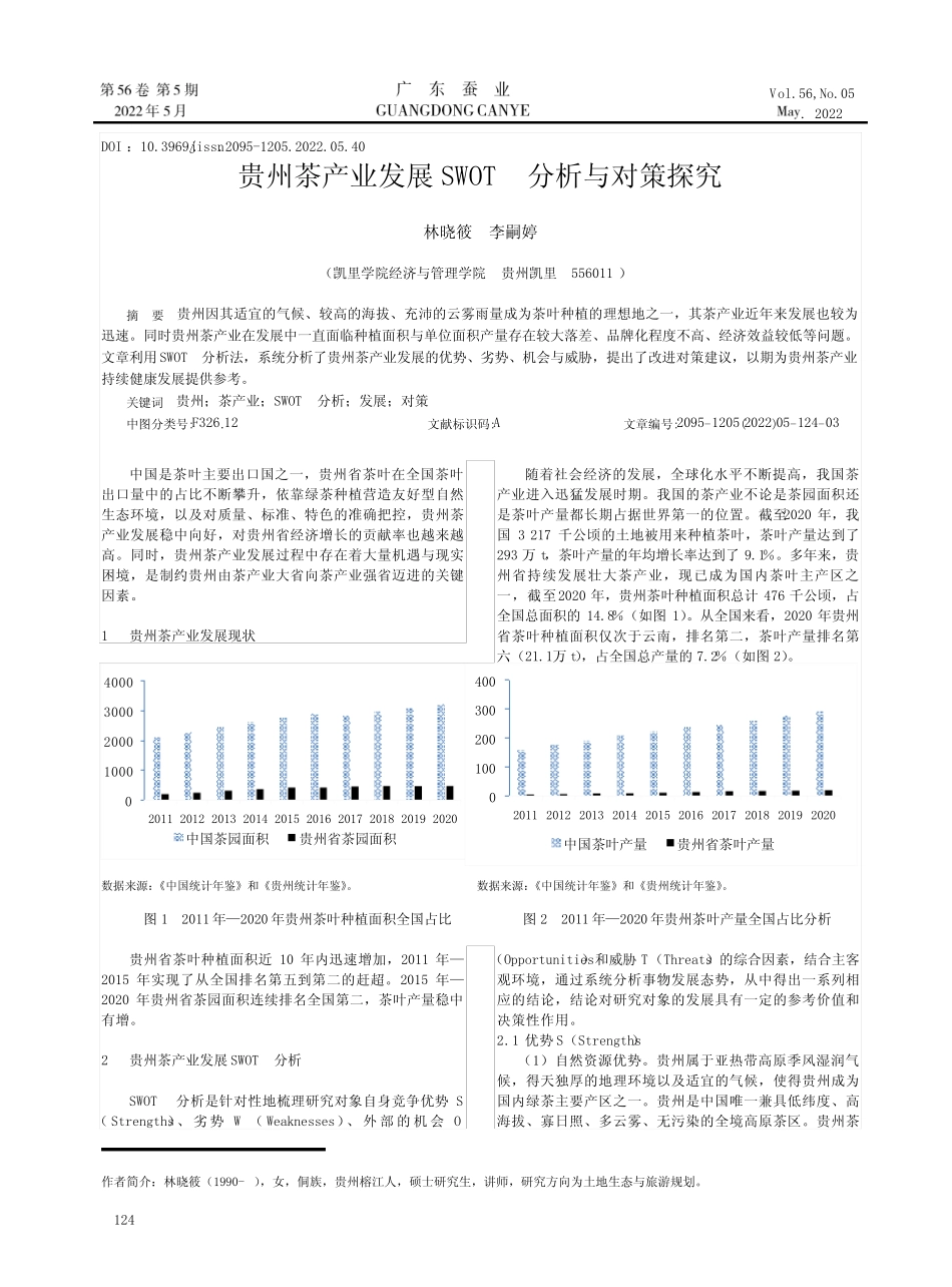贵州茶产业发展SWOT分析与对策探究_第1页