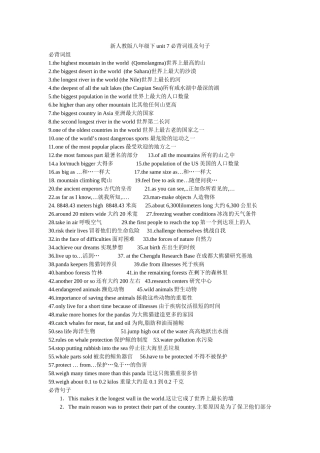 新人教版八年级下unit7必背词组及句子