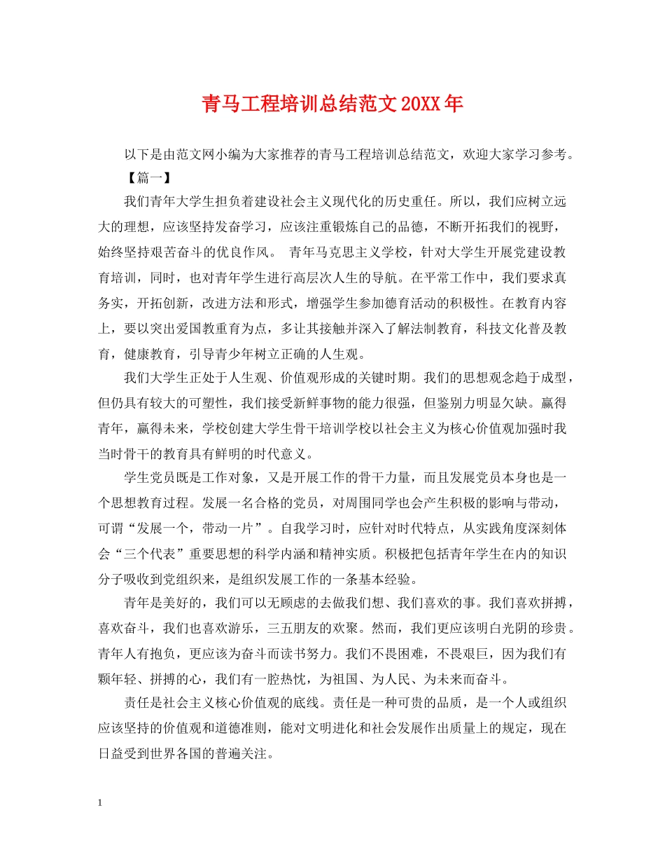 青马工程培训总结范文20XX年 _第1页