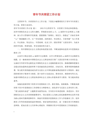 青年节共青团工作计划 