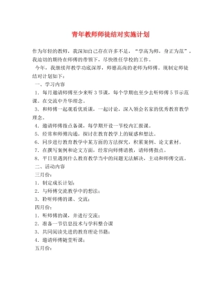 青年教师师徒结对实施计划 
