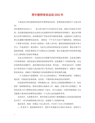 青年教师培训总结20XX年 
