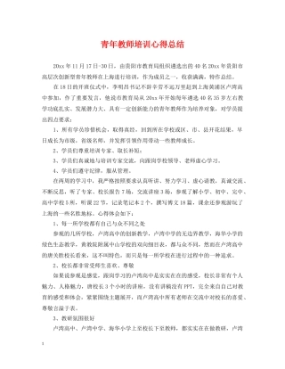 青年教师培训心得总结 