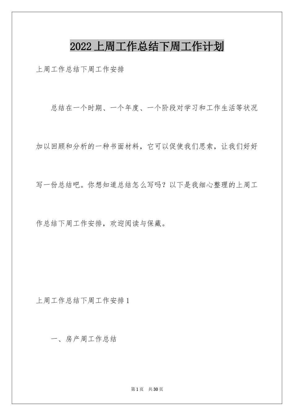 2024上周工作总结下周工作计划_第1页