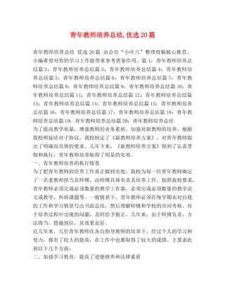 青年教师培养总结,优选20篇 