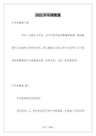 2024乒乓球教案