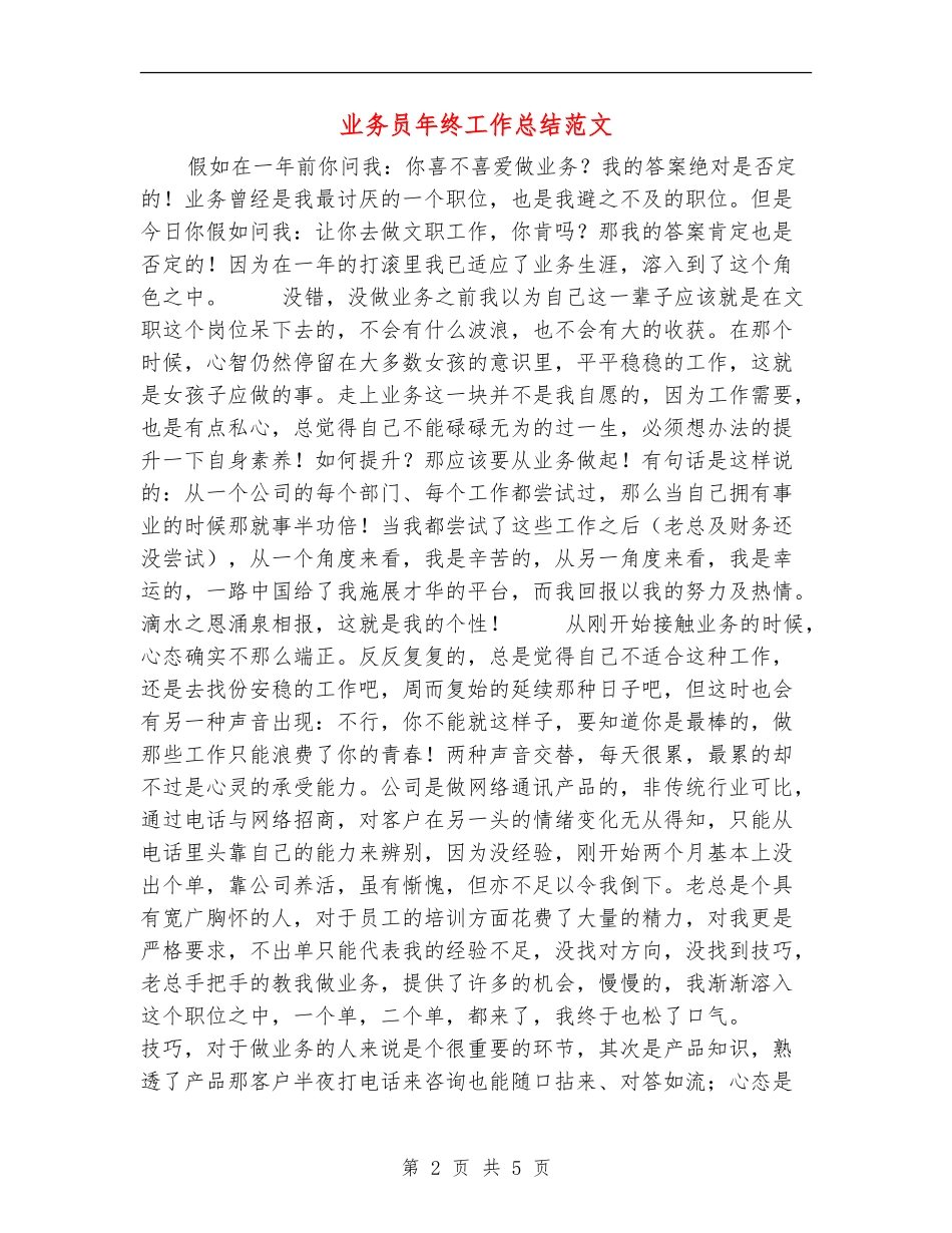 业务员年终工作总结范文【最新版】_第2页