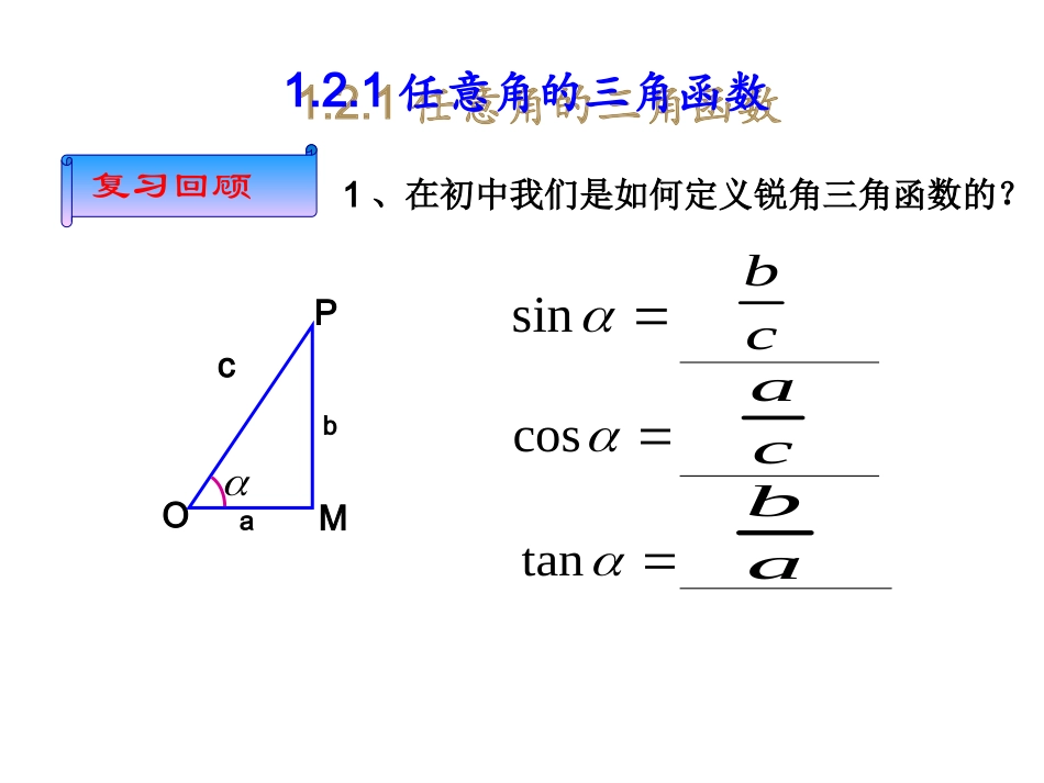 任意角的三角函数课件(一)_第一课时_第1页