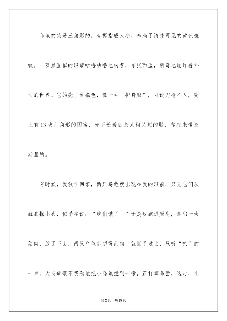 2024乌龟初中作文300字_第2页
