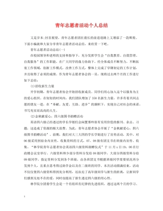 青年志愿者活动个人总结 