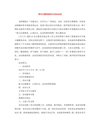青年志愿者服务日活动总结 
