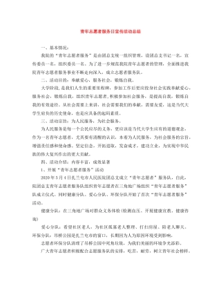 青年志愿者服务日宣传活动总结 
