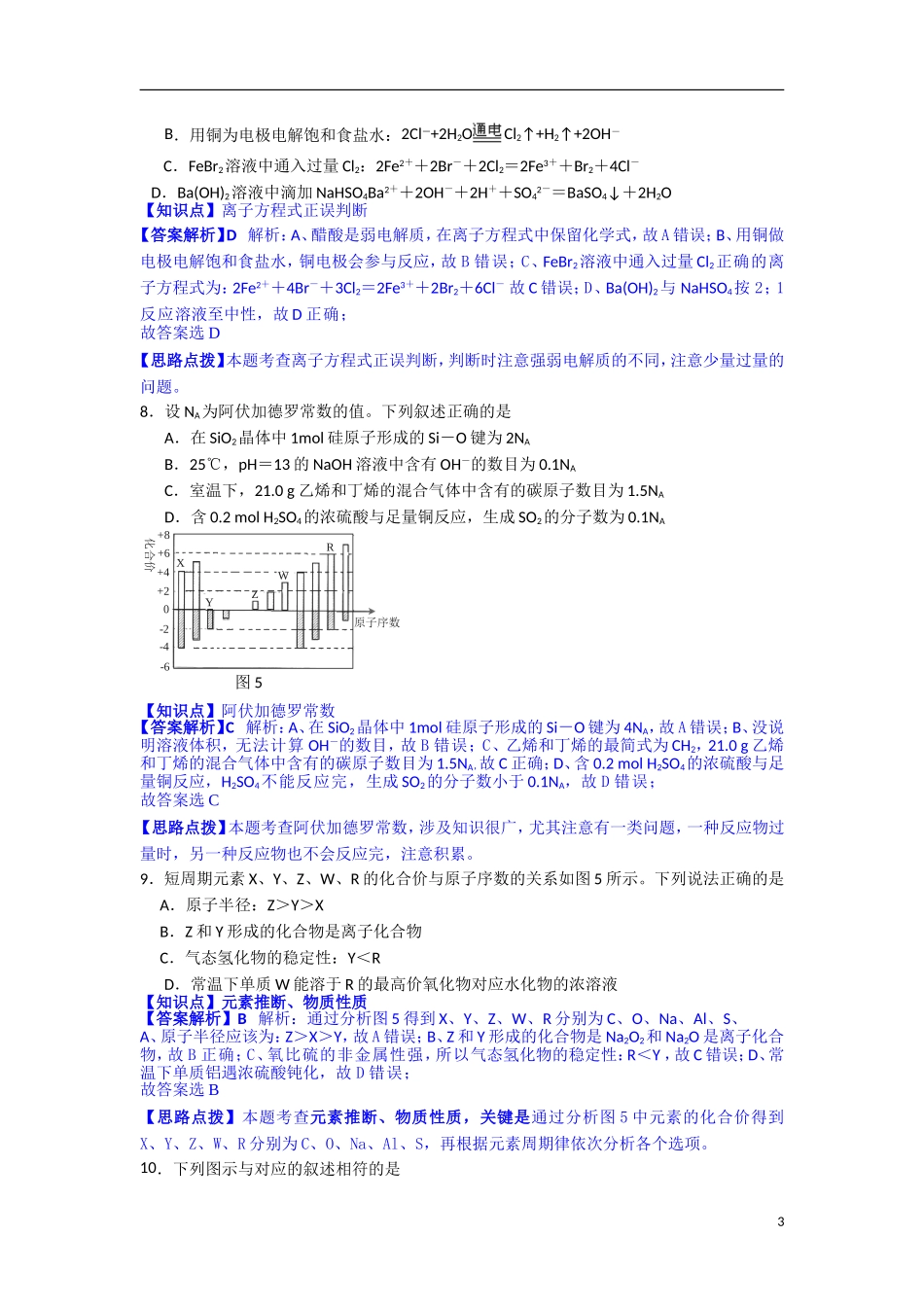 江苏省南京市金陵中学2014届高三第四次模拟考试化学试题Word版含解析_第3页