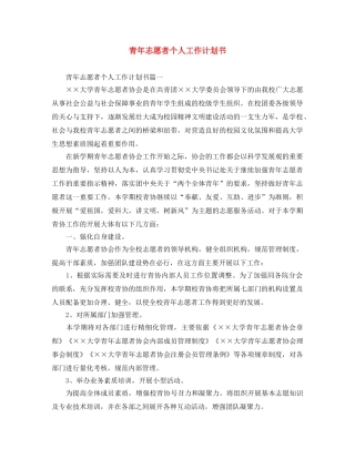 青年志愿者个人工作计划书 