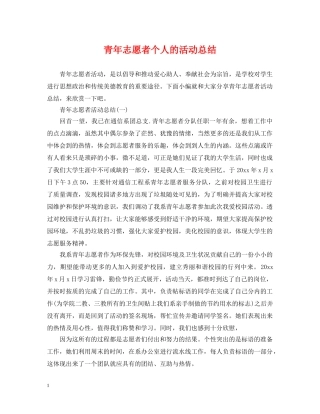青年志愿者个人的活动总结 