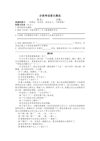 分班考试语文测试