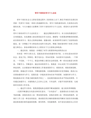 青年干部培训学习个人总结 