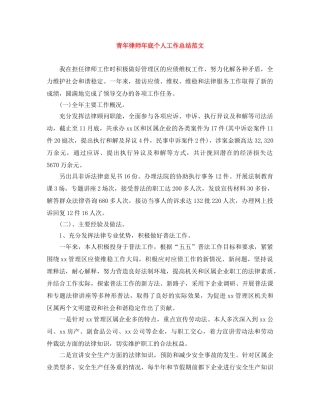 青年律师年底个人工作总结范文 