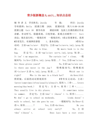 青少版新概念A,unit,,知识点总结 