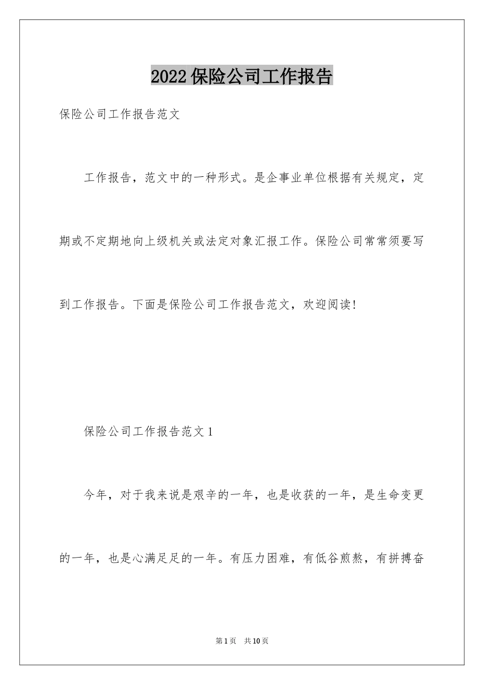 2024保险公司工作报告_第1页