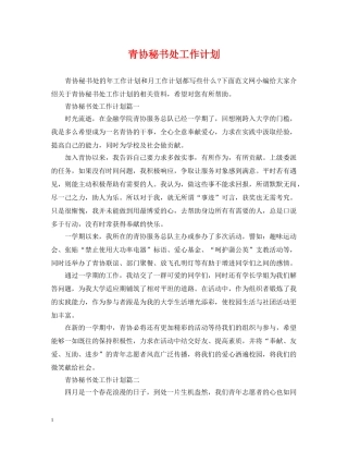 青协秘书处工作计划 