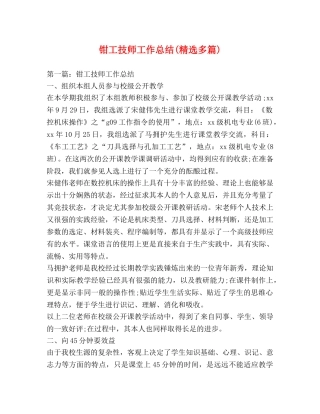 钳工技师工作总结(精选多篇) 