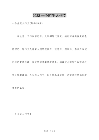 2024一个陌生人作文