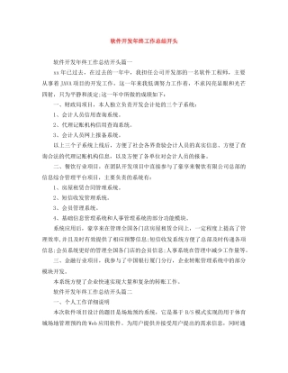 软件开发年终工作总结开头 