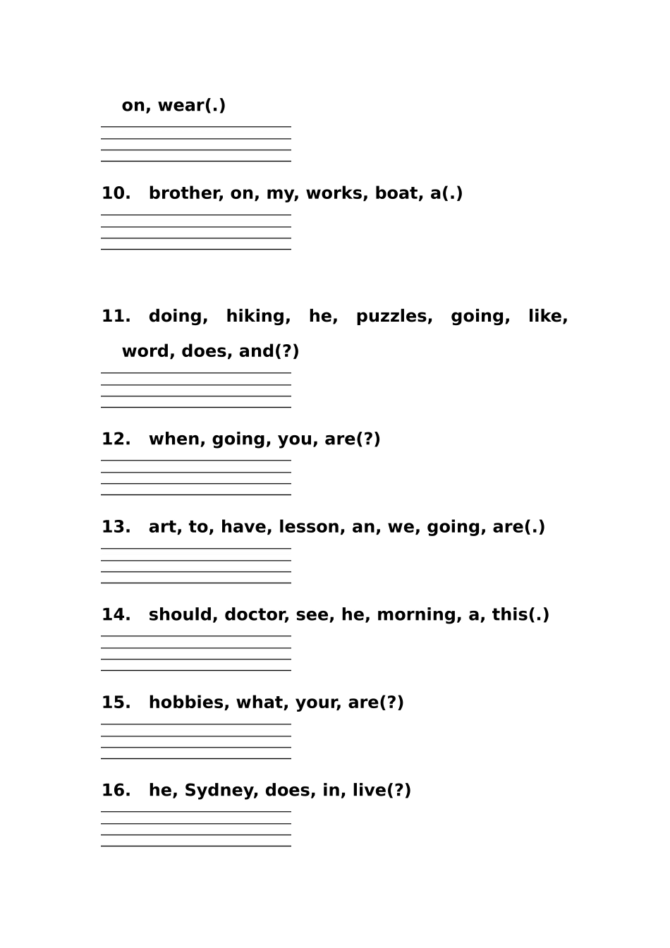 六年级连词成句_第2页