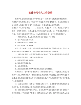 软件公司个人工作总结 