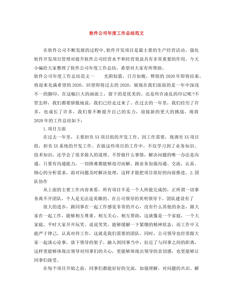 软件公司年度工作总结范文 _第1页