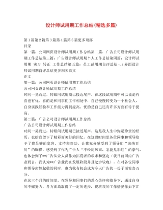 设计师试用期工作总结(精选多篇) 