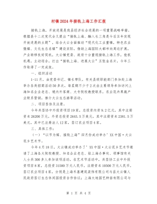 村镇2024年接轨上海工作汇报