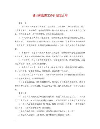 设计师助理工作计划怎么写 