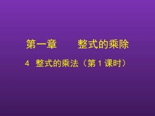 初中一年级数学下册第一章整式的乘除14整式的乘法第一课时课件