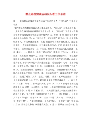 群众路线实践活动回头看工作总结 