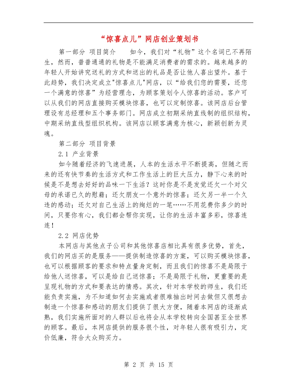 “惊喜点儿”网店创业策划书_第2页
