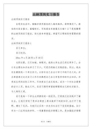 出纳顶岗实习报告